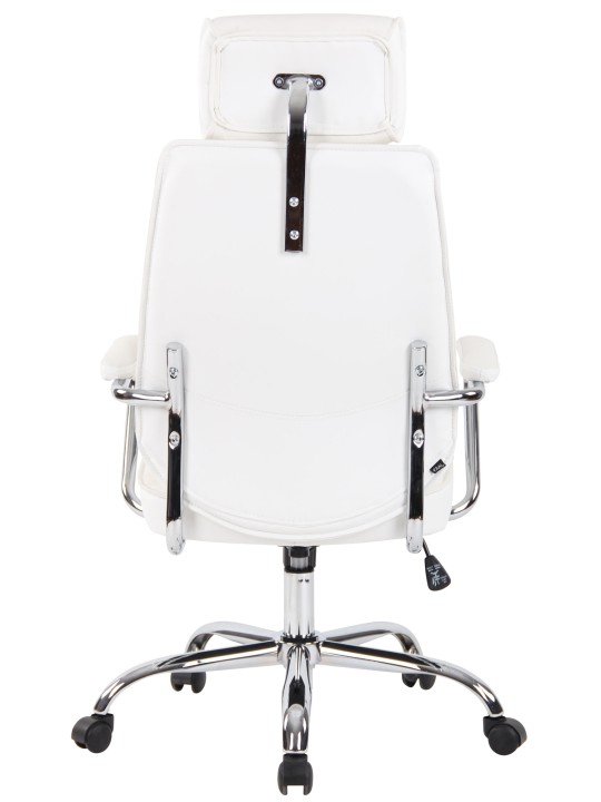 Cadeira de escritório Rako em pele genuína, branco