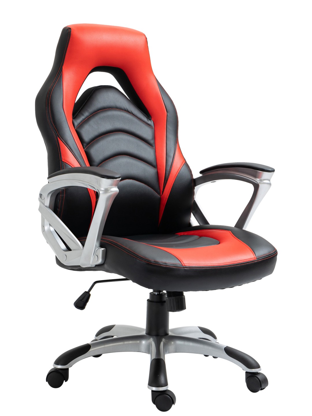 Cadeira de escritório de couro sintético Foxton, preto/vermelho