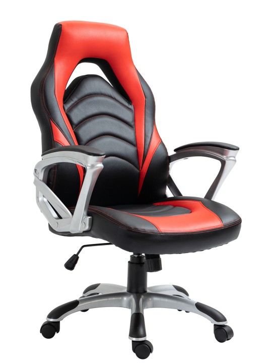 Cadeira de escritório de couro sintético Foxton, preto/vermelho