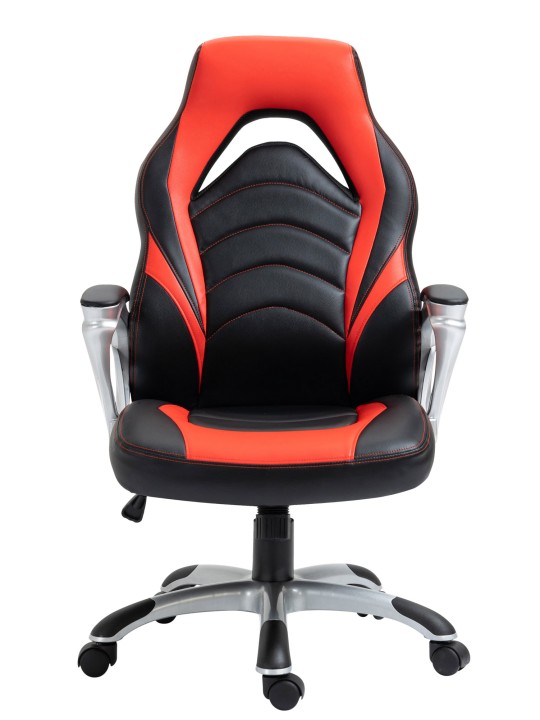 Cadeira de escritório de couro sintético Foxton, preto/vermelho