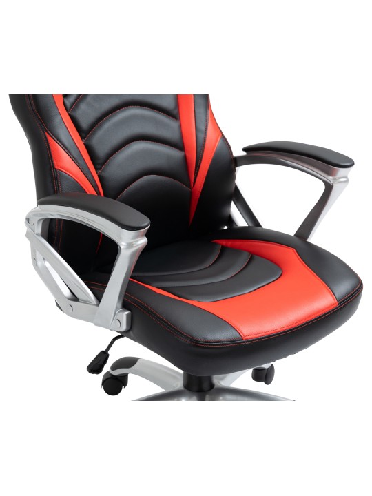 Cadeira de escritório de couro sintético Foxton, preto/vermelho