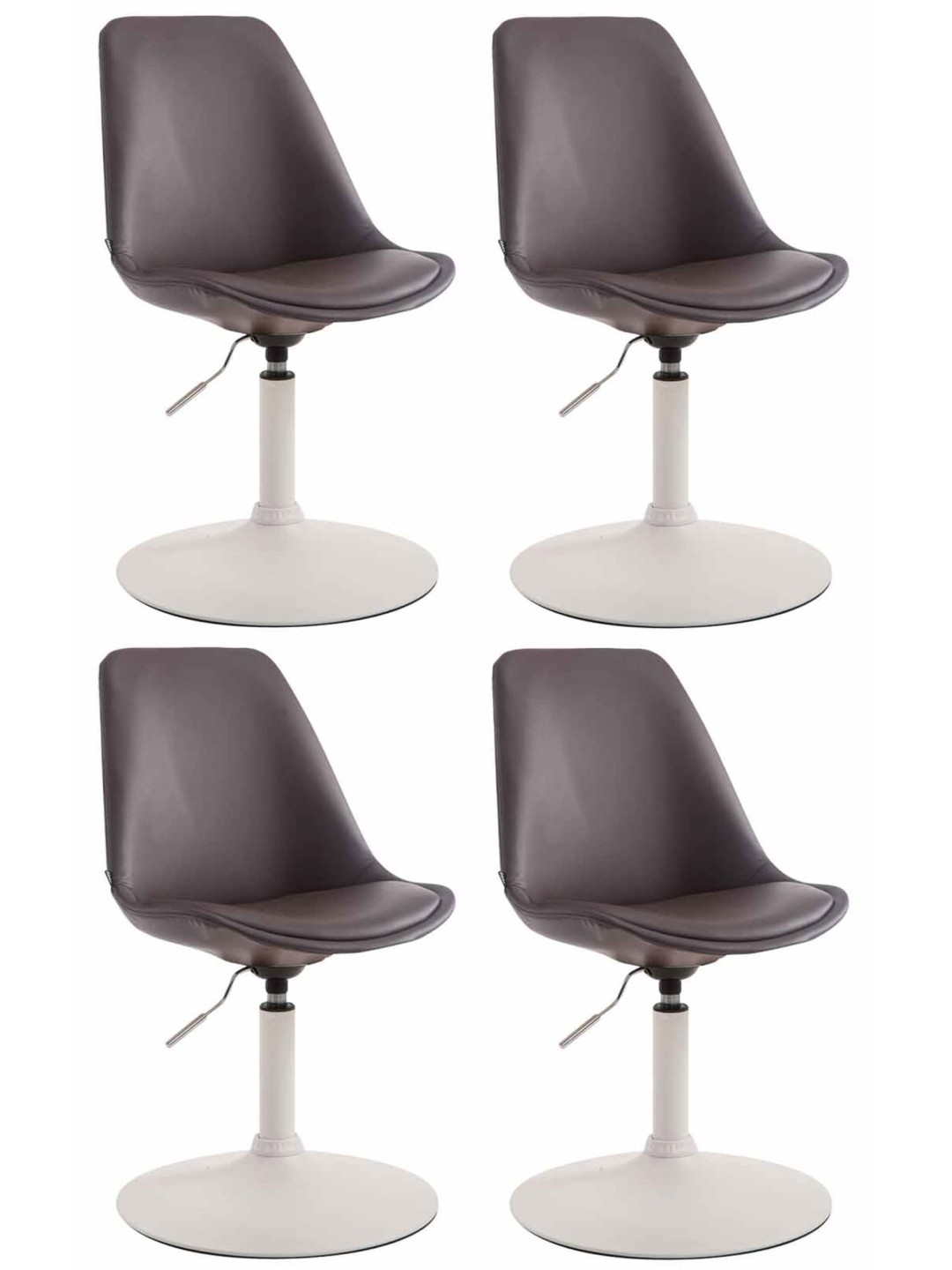 Conjunto de 4 cadeiras de jantar em couro sintético Maverick W, castanho