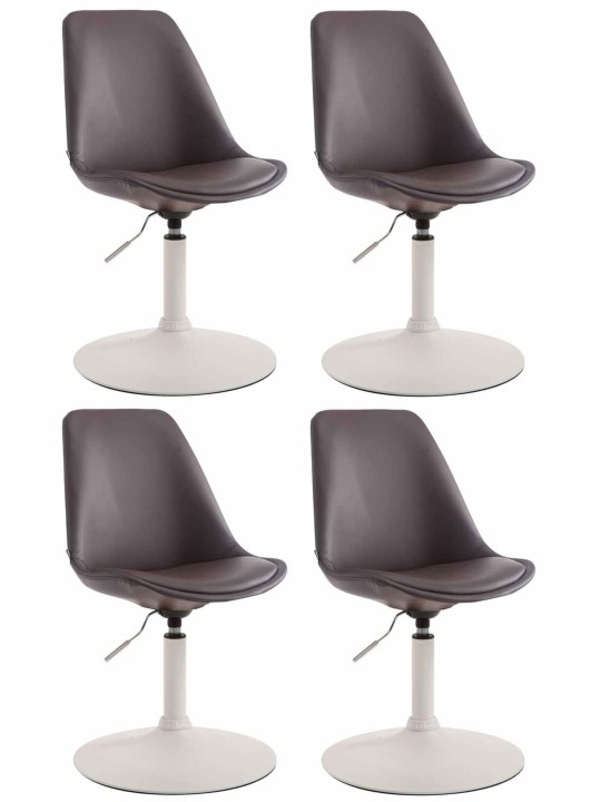 Conjunto de 4 cadeiras de jantar em couro sintético Maverick W, castanho