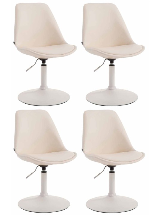 Conjunto de 4 cadeiras de jantar em couro sintético Maverick W, creme