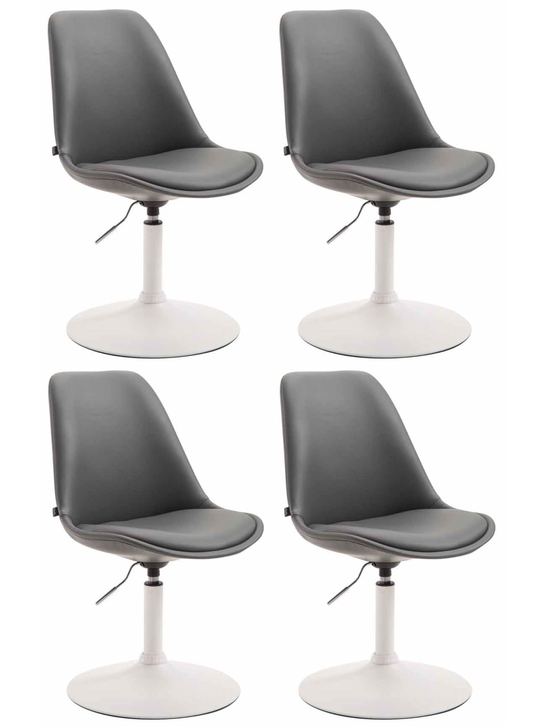 Conjunto de 4 cadeiras de jantar em couro sintético Maverick W, cinza