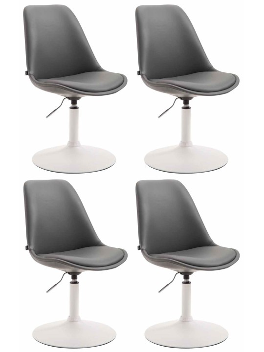Conjunto de 4 cadeiras de jantar em couro sintético Maverick W, cinza
