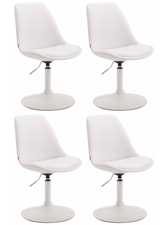 Conjunto de 4 cadeiras de jantar em couro sintético Maverick W, branco
