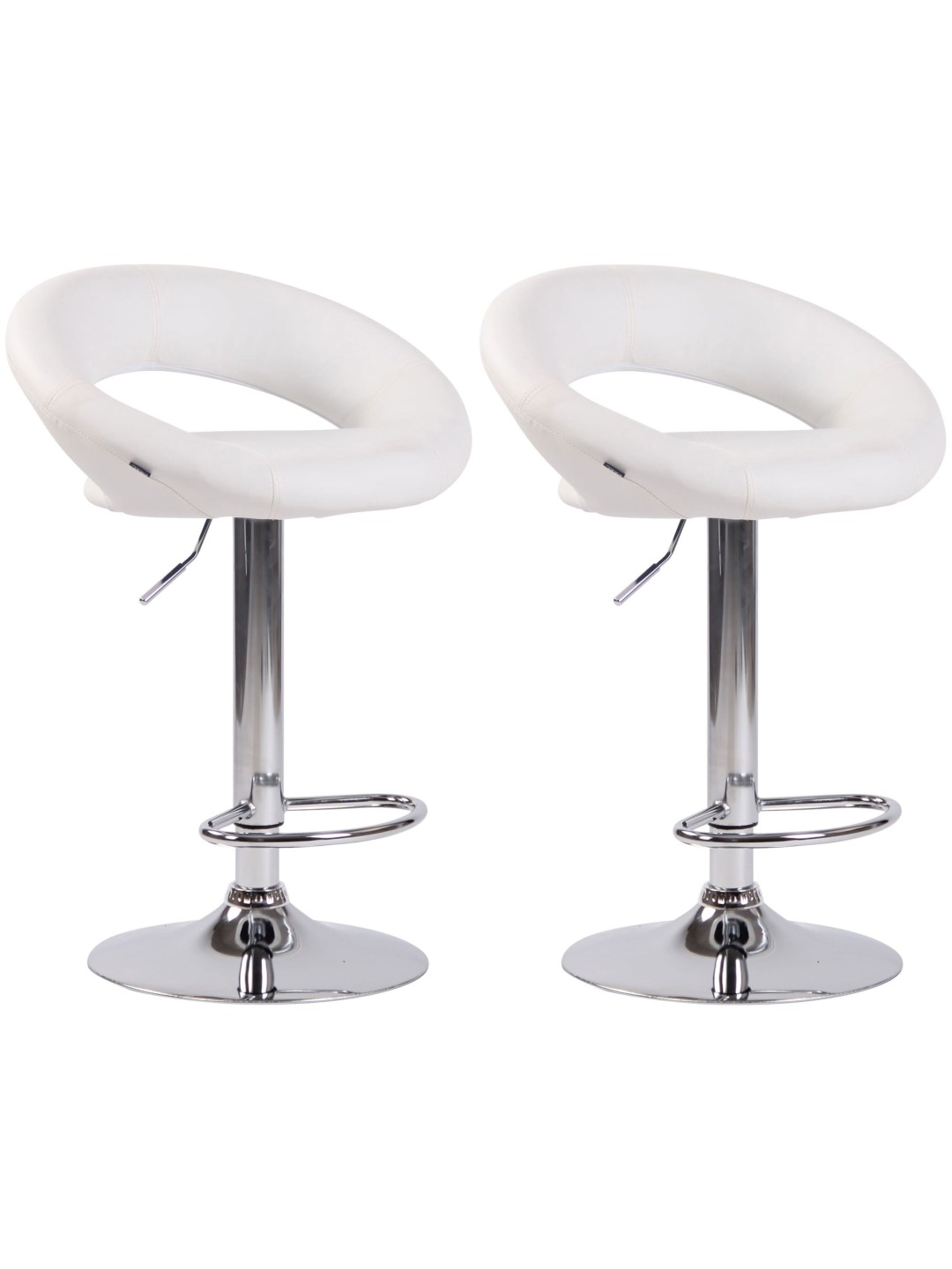 Conjunto de 2 bancos altos em couro sintético Olinda cromado, branco