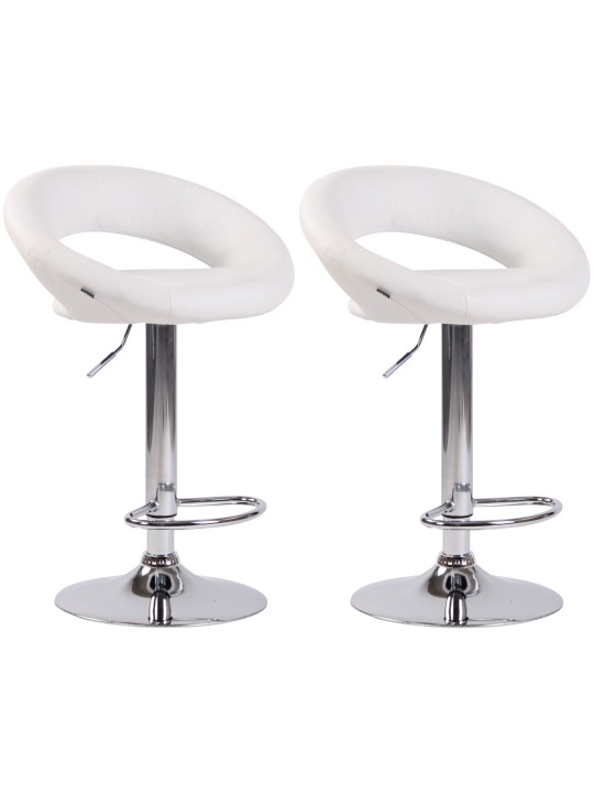 Conjunto de 2 bancos altos em couro sintético Olinda cromado, branco