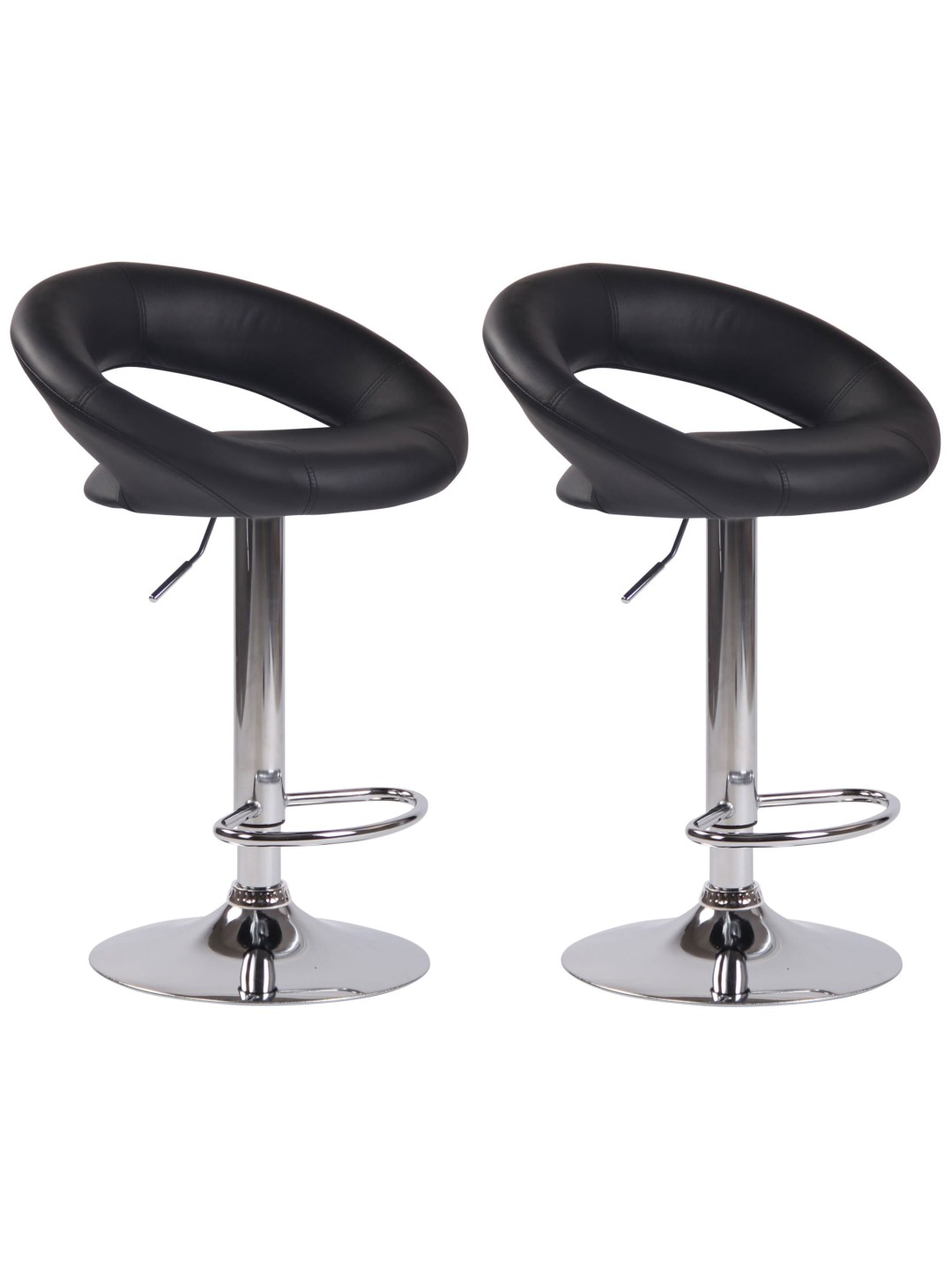 Conjunto de 2 bancos altos em couro sintético Olinda cromado, preto