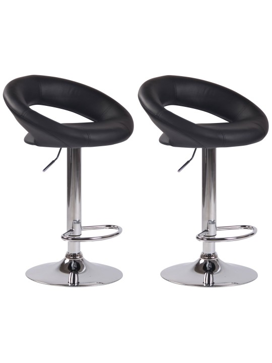 Conjunto de 2 bancos altos em couro sintético Olinda cromado, preto Conjunto de 2 bancos altos em couro sintético Olinda cromado, preto