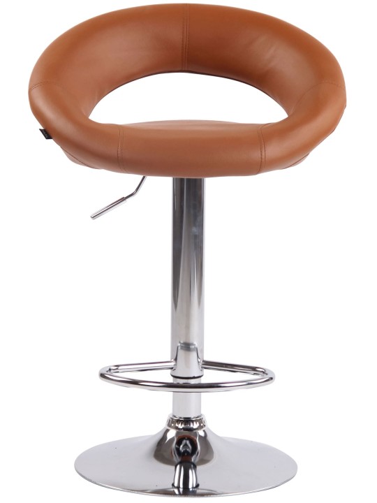 Conjunto de 2 bancos altos em couro sintético Olinda cromado, castanho claro