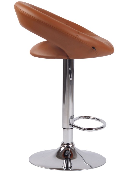 Conjunto de 2 bancos altos em couro sintético Olinda cromado, castanho claro