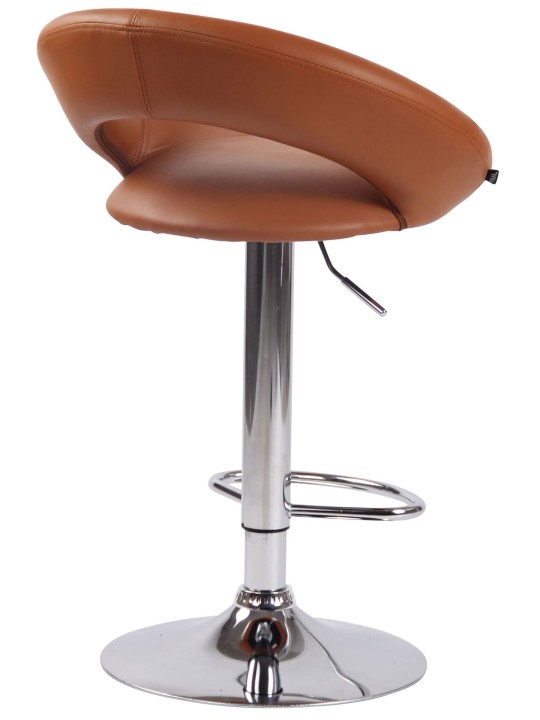 Conjunto de 2 bancos altos em couro sintético Olinda cromado, castanho claro