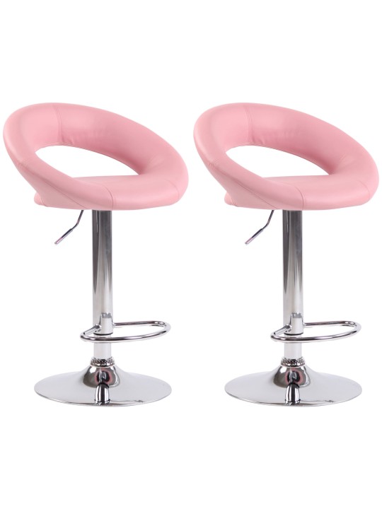 Conjunto de 2 bancos altos em couro sintético Olinda cromado, rosa