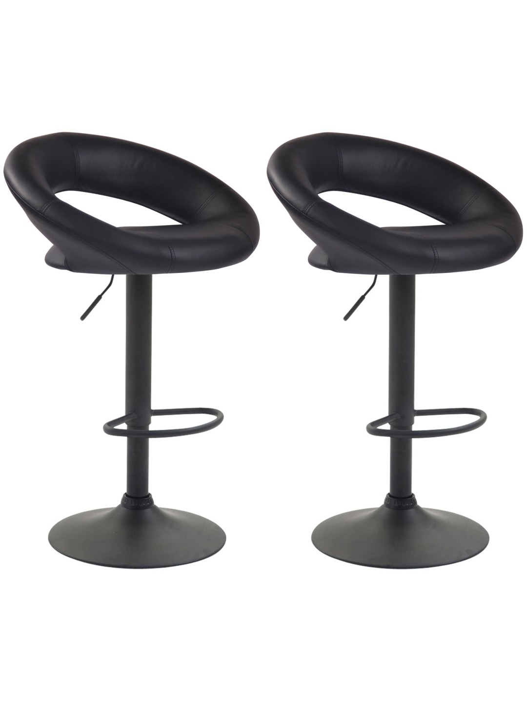 Conjunto de 2 bancos altos em pele sintética Olinda, preto