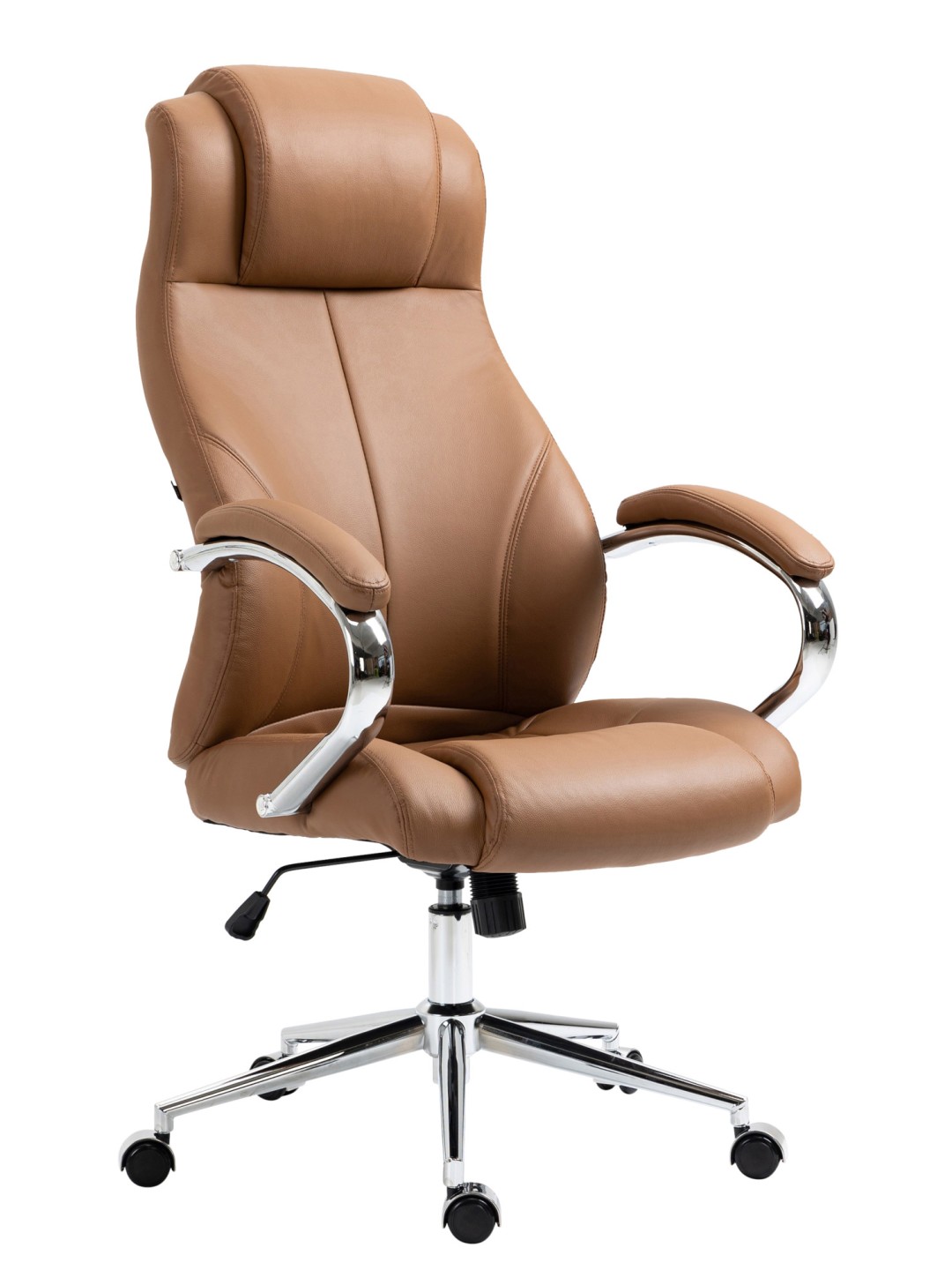 Cadeira de escritório Salford em pele genuína, castanho claro