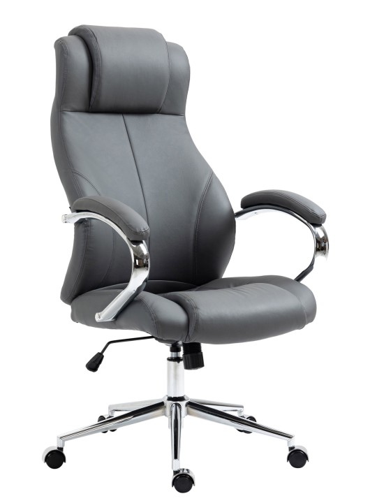 Cadeira de escritório Salford em pele genuína, cinza