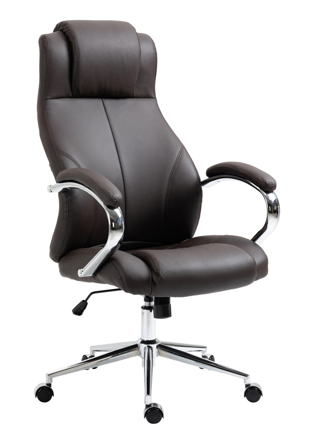 Cadeira de escritório Salford em pele genuína, castanho