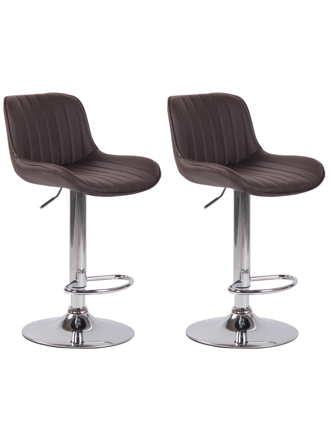 Conjunto de 2 bancos altos Lentini em pele sintética cromada, castanho
