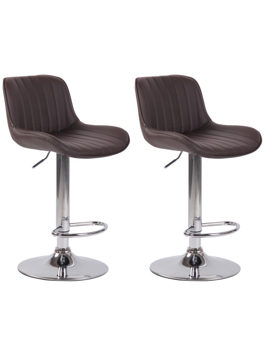 Conjunto de 2 bancos altos Lentini em pele sintética cromada, castanho