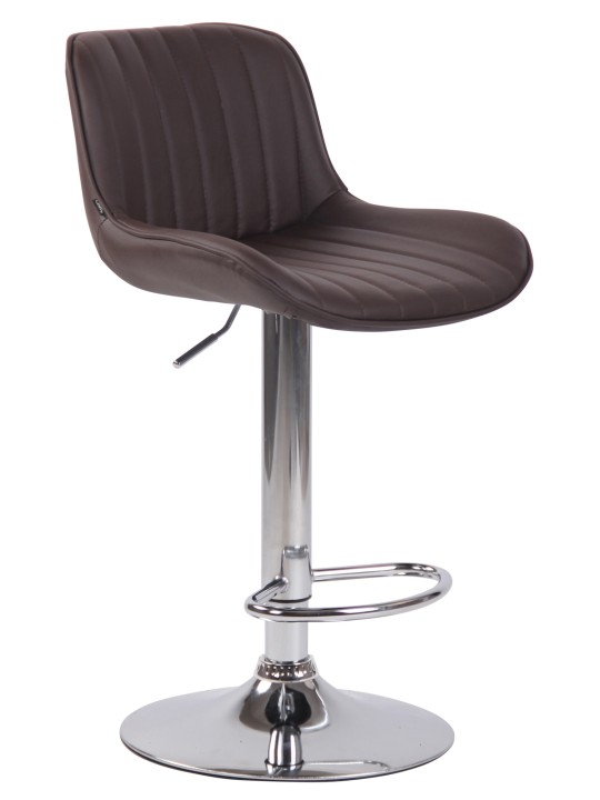 Conjunto de 2 bancos altos Lentini em pele sintética cromada, castanho