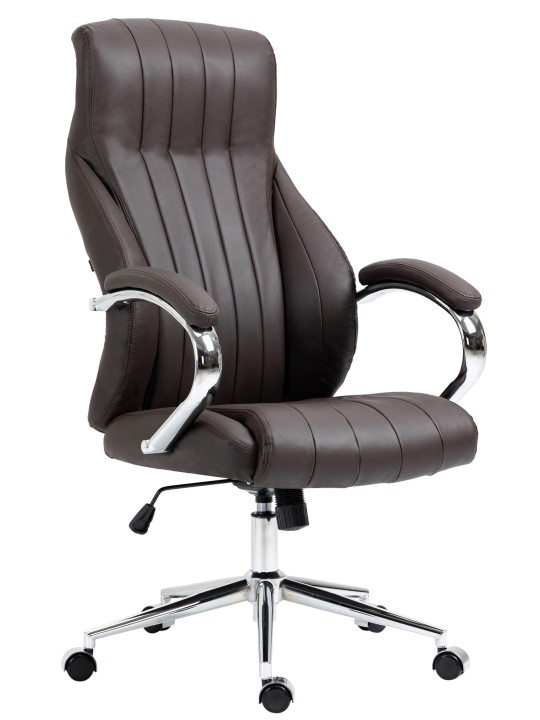 Cadeira de escritório Wigan em pele genuína, castanho