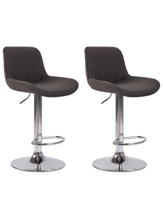 Conjunto de 2 bancos altos em tecido Lentini cromado, cinza escuro