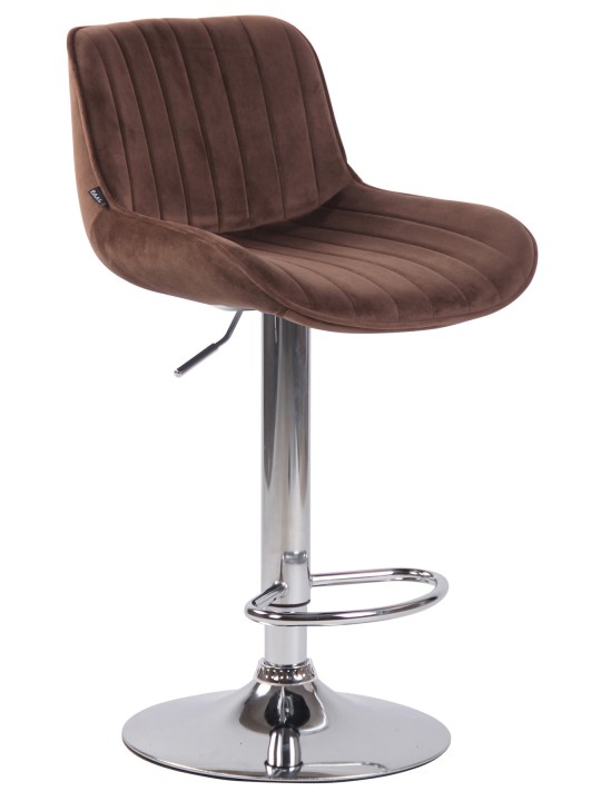 Conjunto de 2 bancos altos Lentini veludo cromado, castanho