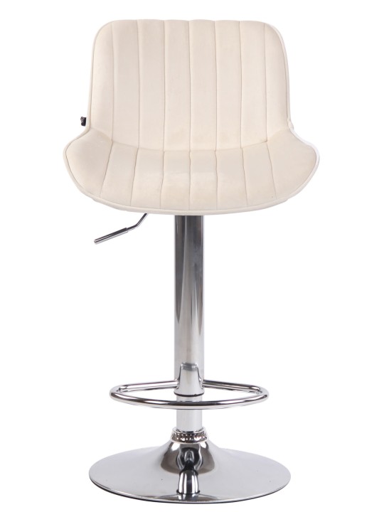 Conjunto de 2 bancos altos Lentini veludo cromado, creme