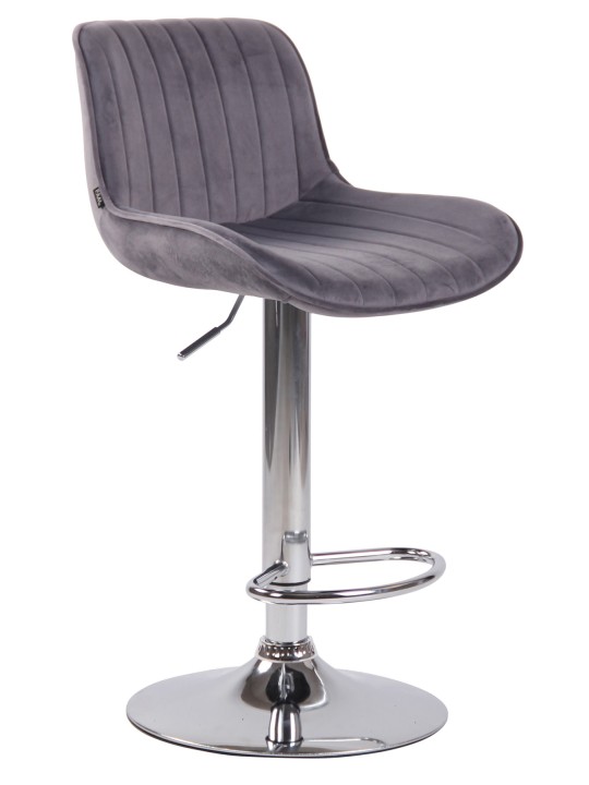 Conjunto de 2 bancos altos Lentini veludo cromado, cinza escuro