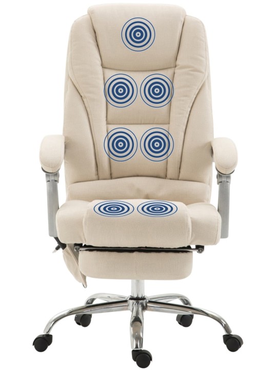 Cadeira de escritório tecido Pacific com função de massagem, creme