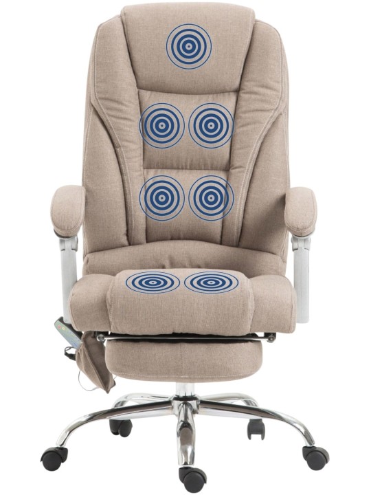 Cadeira de escritório tecido Pacific com função de massagem, taupe