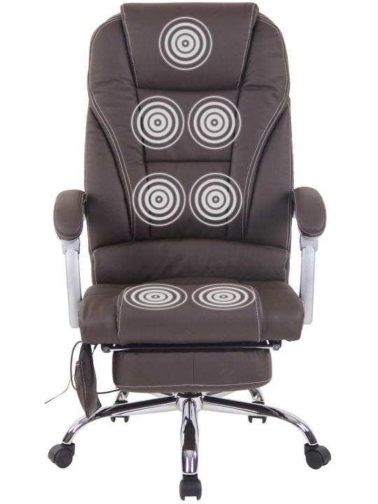 Cadeira de escritório em pele genuína Pacific com função de massagem, castanho