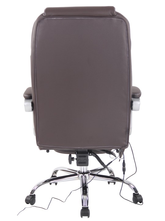 Cadeira de escritório em pele genuína Pacific com função de massagem, castanho