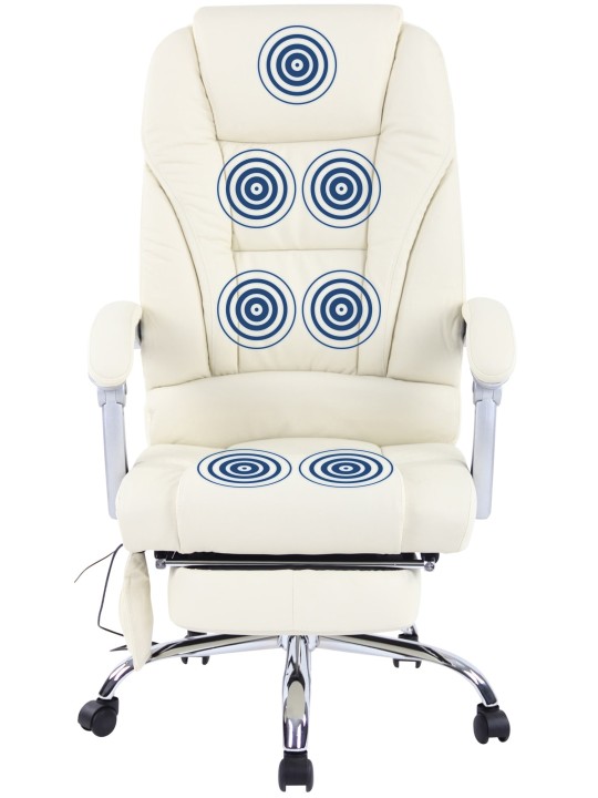 Cadeira de escritório em pele genuína Pacific com função de massagem, creme Cadeira de escritório em pele genuína Pacific com função de massagem, creme