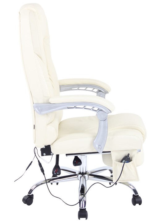 Cadeira de escritório em pele genuína Pacific com função de massagem, creme Cadeira de escritório em pele genuína Pacific com função de massagem, creme