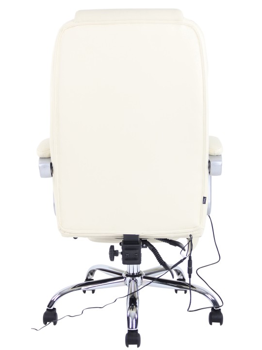 Cadeira de escritório em pele genuína Pacific com função de massagem, creme Cadeira de escritório em pele genuína Pacific com função de massagem, creme