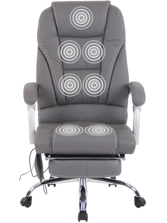 Cadeira de escritório em pele genuína Pacific com função de massagem, cinza Cadeira de escritório em pele genuína Pacific com função de massagem, cinza