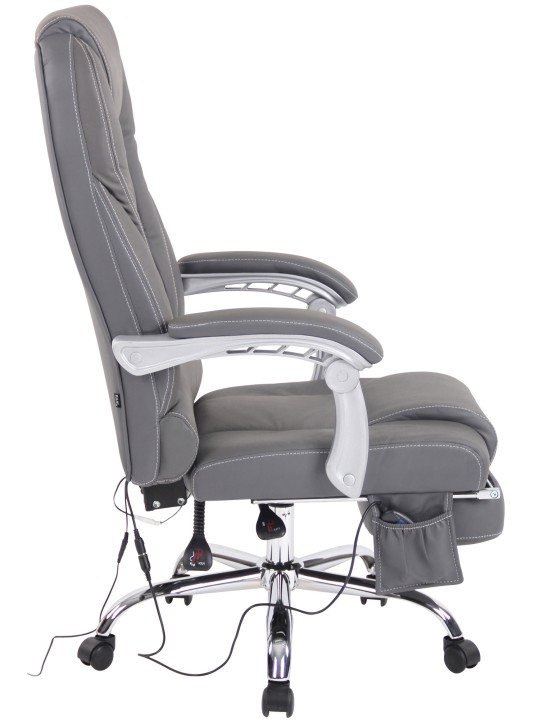 Cadeira de escritório em pele genuína Pacific com função de massagem, cinza Cadeira de escritório em pele genuína Pacific com função de massagem, cinza