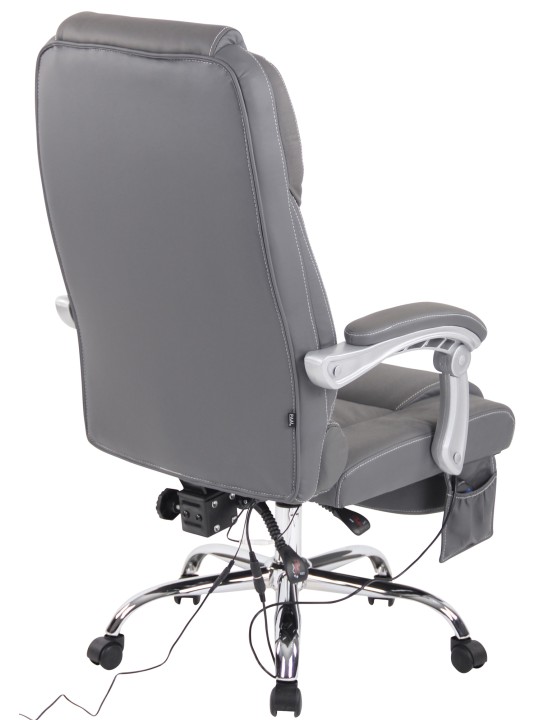 Cadeira de escritório em pele genuína Pacific com função de massagem, cinza Cadeira de escritório em pele genuína Pacific com função de massagem, cinza