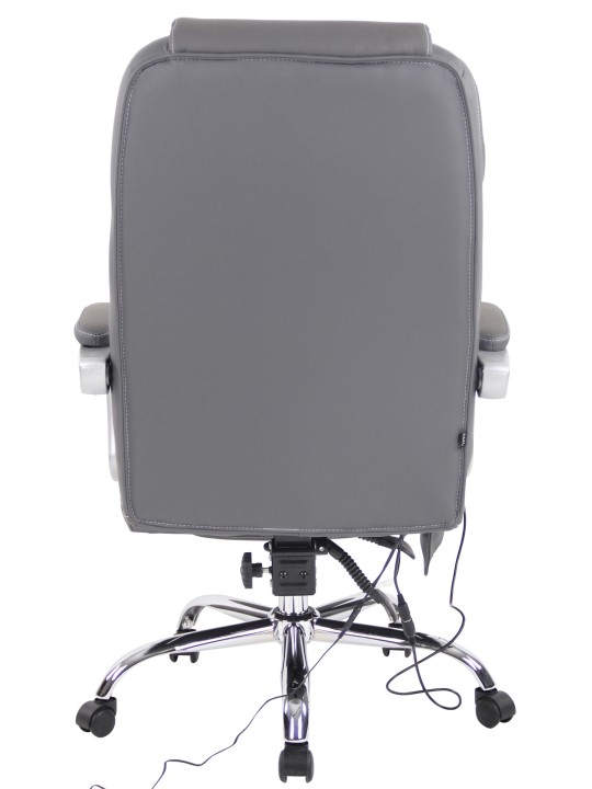 Cadeira de escritório em pele genuína Pacific com função de massagem, cinza Cadeira de escritório em pele genuína Pacific com função de massagem, cinza