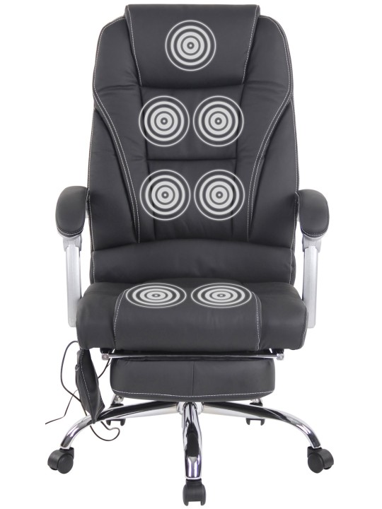 Cadeira de escritório em pele genuína Pacific com função de massagem, preto