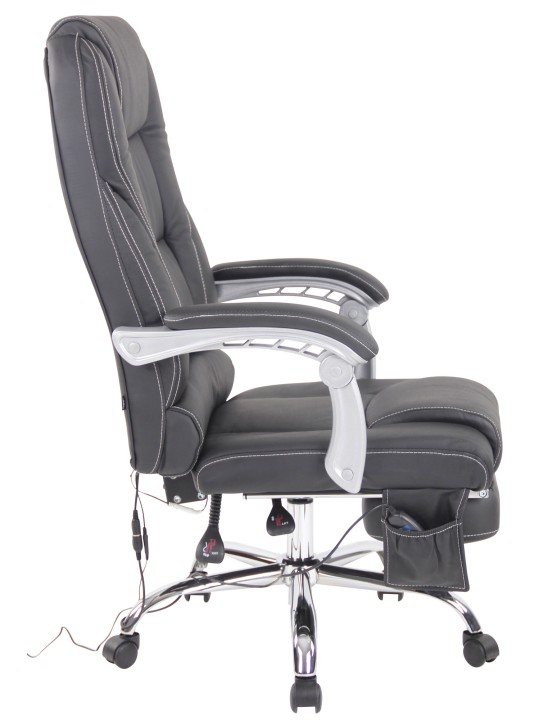 Cadeira de escritório em pele genuína Pacific com função de massagem, preto