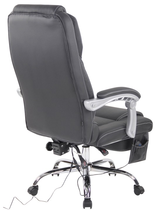 Cadeira de escritório em pele genuína Pacific com função de massagem, preto