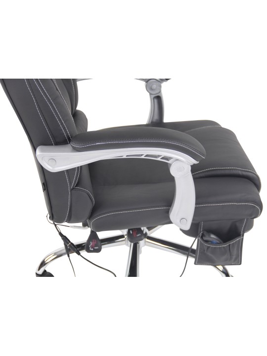 Cadeira de escritório em pele genuína Pacific com função de massagem, preto
