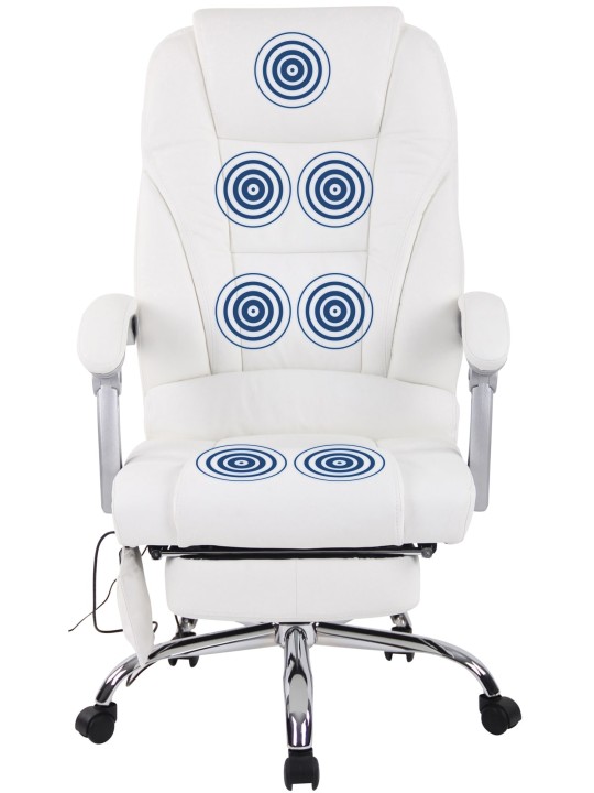 Cadeira de escritório em pele genuína Pacific com função de massagem, branco Cadeira de escritório em pele genuína Pacific com função de massagem, branco