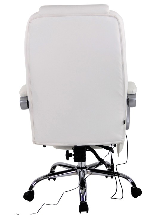 Cadeira de escritório em pele genuína Pacific com função de massagem, branco Cadeira de escritório em pele genuína Pacific com função de massagem, branco