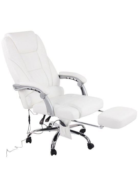 Cadeira de escritório em pele genuína Pacific com função de massagem, branco Cadeira de escritório em pele genuína Pacific com função de massagem, branco
