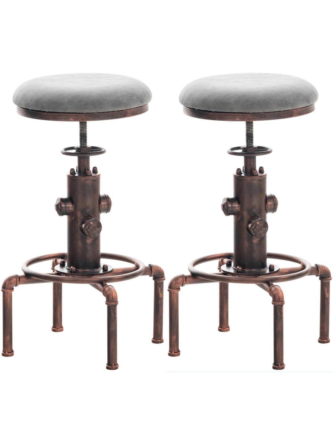 Conjunto de 2 bancos altos Lumos vintage em pele sintética bronze, cinza escuro